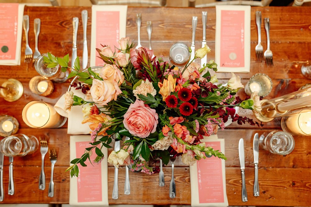 deco catering place setting view from top Leah Fontaine Photography